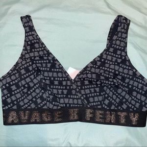 Savage X Fenty black and grey logo bralette 2X